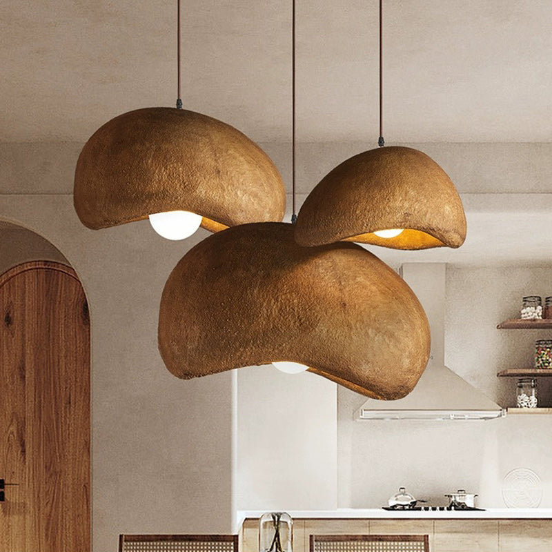 Contemporary Vintage Clouds Pendant Light - Irregular Round Iron Resin 1-Light Fixture for Living Room
