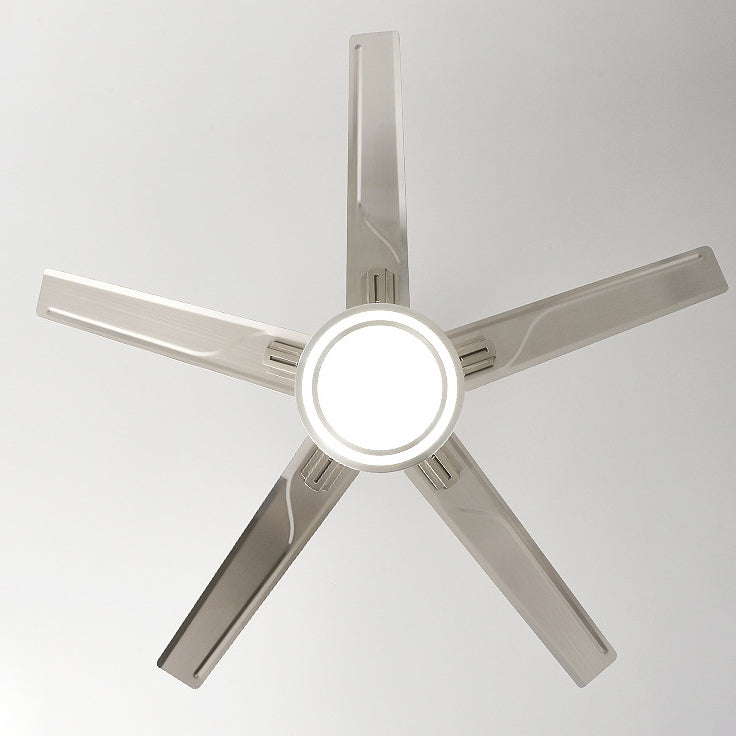 Contemporary Industrial Ceiling Fan with Iron LED Light and Downrods for Living Room