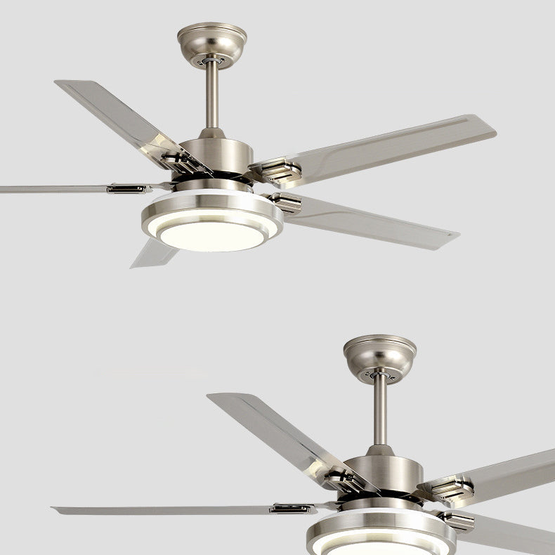 Contemporary Industrial Ceiling Fan with Iron LED Light and Downrods for Living Room