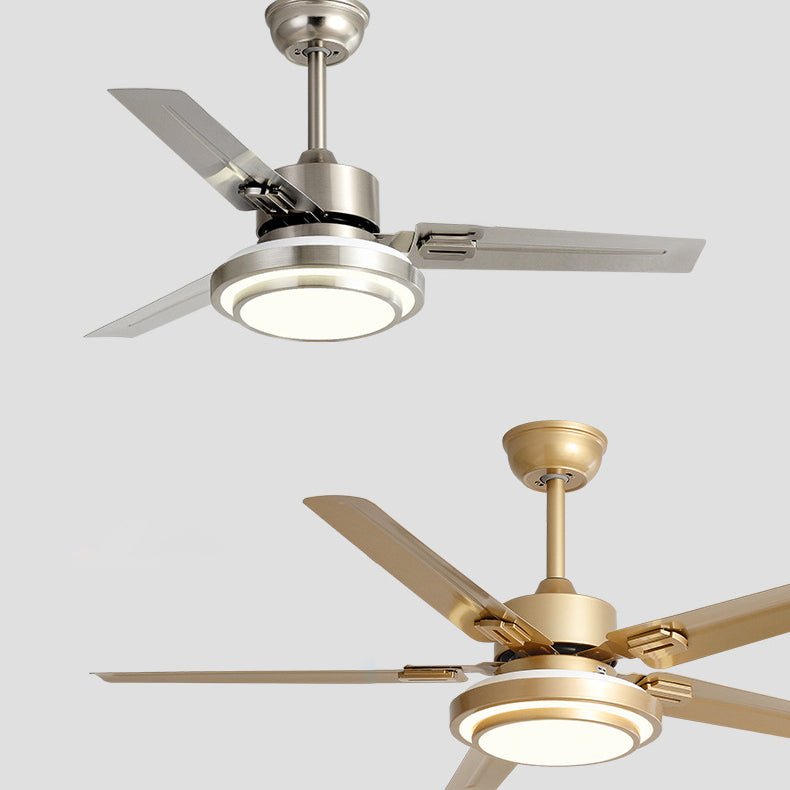 Contemporary Industrial Ceiling Fan with Iron LED Light and Downrods for Living Room