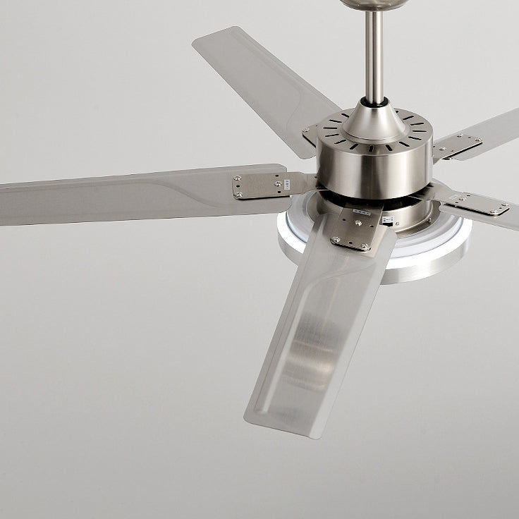 Contemporary Industrial Ceiling Fan with Iron LED Light and Downrods for Living Room
