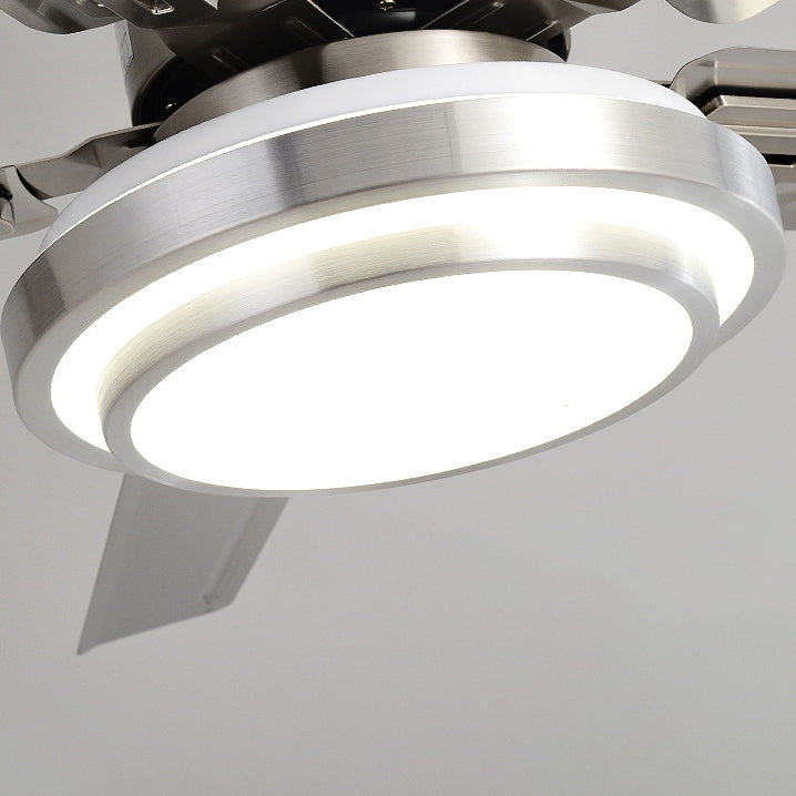Contemporary Industrial Ceiling Fan with Iron LED Light and Downrods for Living Room