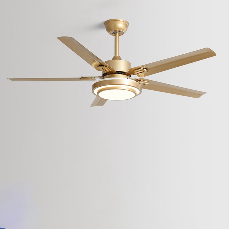 Contemporary Industrial Ceiling Fan with Iron LED Light and Downrods for Living Room