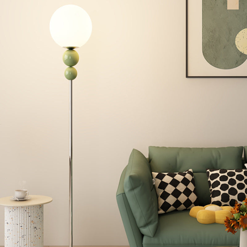 Modern Minimalist Round Orb Floor Lamp - 1-Light Iron & Plastic Design for Living Room