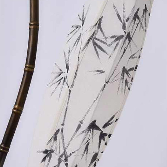 Traditional Chinese Fishing Rod Lantern Floor Lamp - Bamboo Pattern Iron 1-Light for Living Room