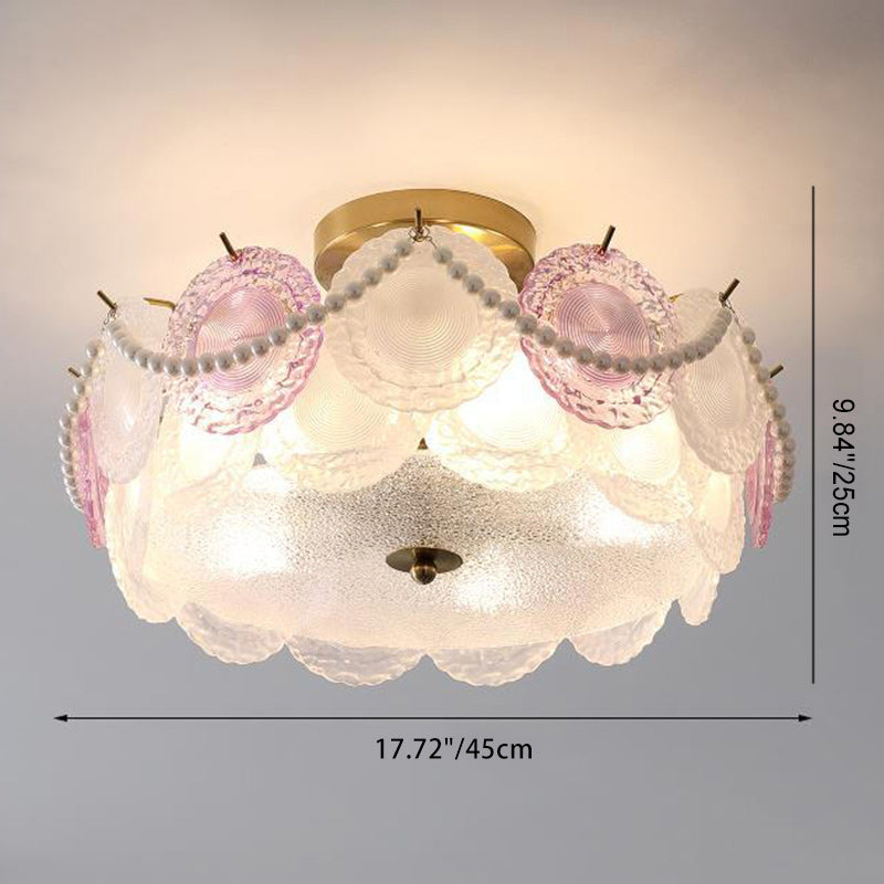Contemporary Kids Room Ceiling Light Semi-Flush Mount Pearl Hardware Glass 5/8 Inch Modern Fixture for Bedroom, Playroom, Nursery, Stylish Lighting, Adjustable Height, Energy Efficient Design, Unique Decor, Light Up Kids Space
