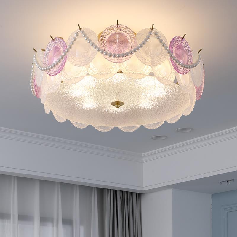 Contemporary Kids Room Ceiling Light Semi-Flush Mount Pearl Hardware Glass 5/8 Inch Modern Fixture for Bedroom, Playroom, Nursery, Stylish Lighting, Adjustable Height, Energy Efficient Design, Unique Decor, Light Up Kids Space