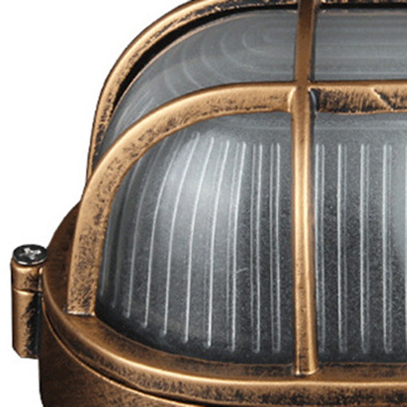 Vintage Waterproof Aluminum Frame Glass Shade Flush Mount Light - 1-Light Ceiling Fixture for Bathroom