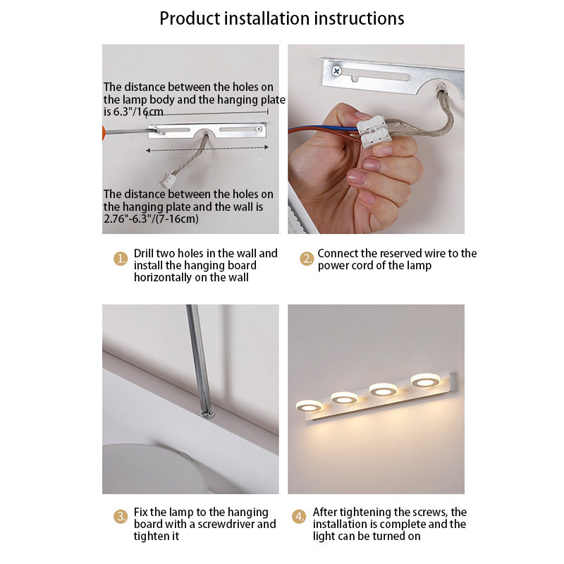 Modern Minimalist LED Vanity Light Sconce for Bathroom - Rectangle Round Square Design in Iron and Acrylic