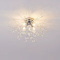 Contemporary Dandelion Iron Crystal Semi-Flush Mount Ceiling Light for Living Room - 4/5/6/8 Lights