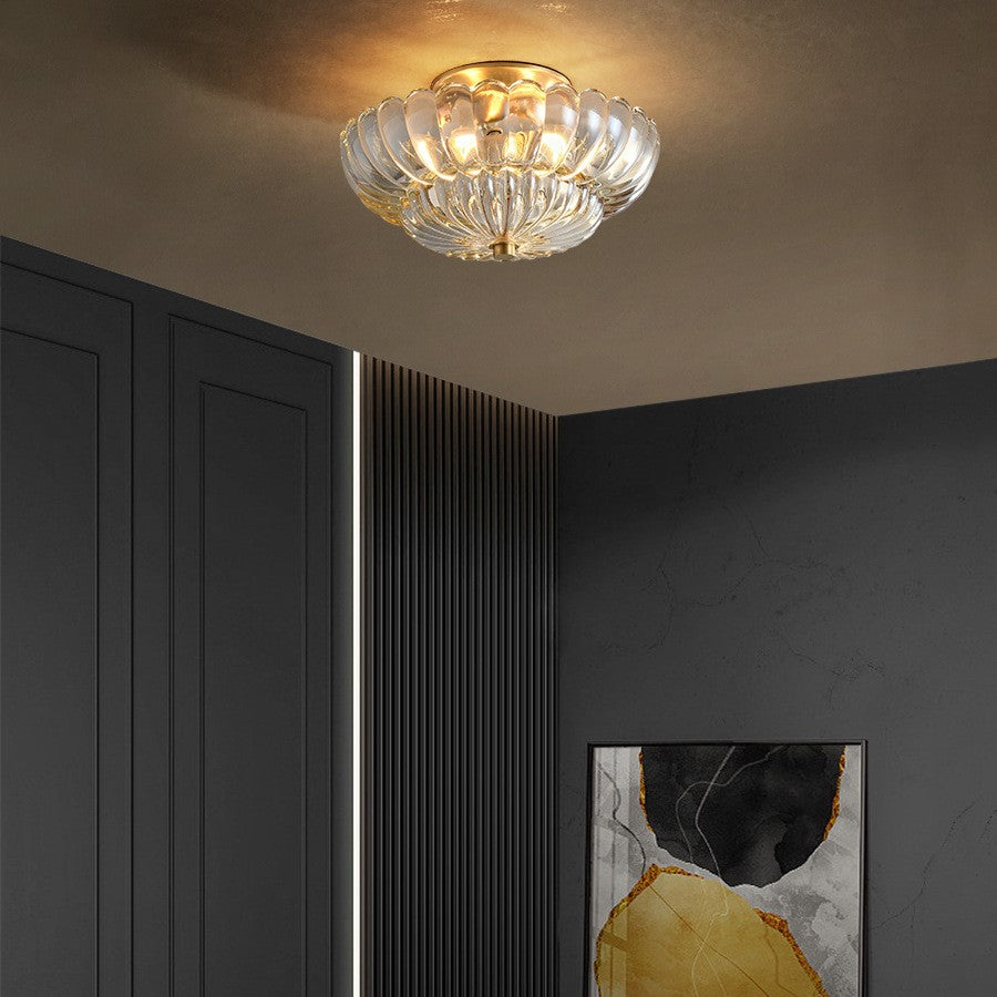 Modern Luxury Dome Glass 3-Light Semi-Flush Mount Ceiling Light for Hallway