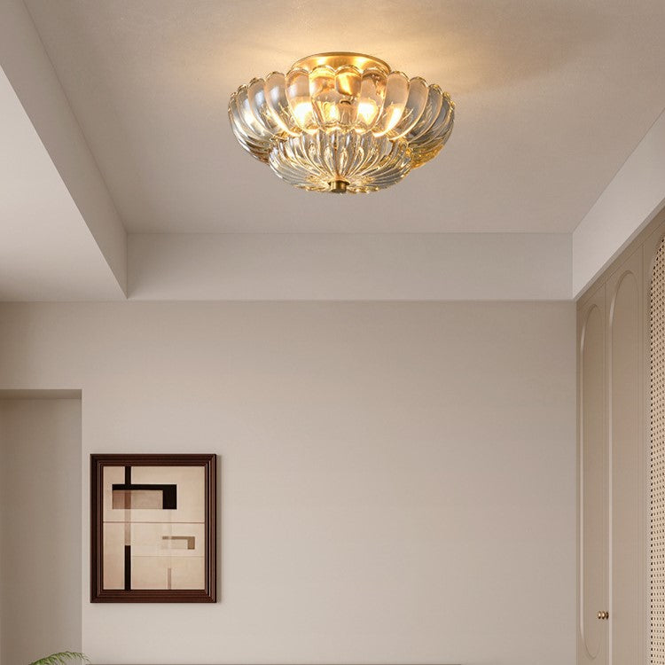 Modern Luxury Dome Glass 3-Light Semi-Flush Mount Ceiling Light for Hallway