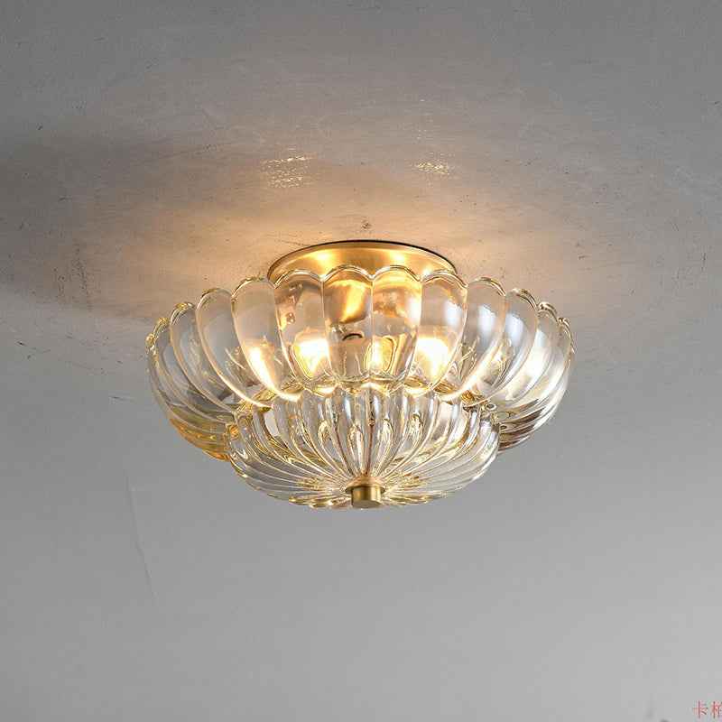 Modern Luxury Dome Glass 3-Light Semi-Flush Mount Ceiling Light for Hallway