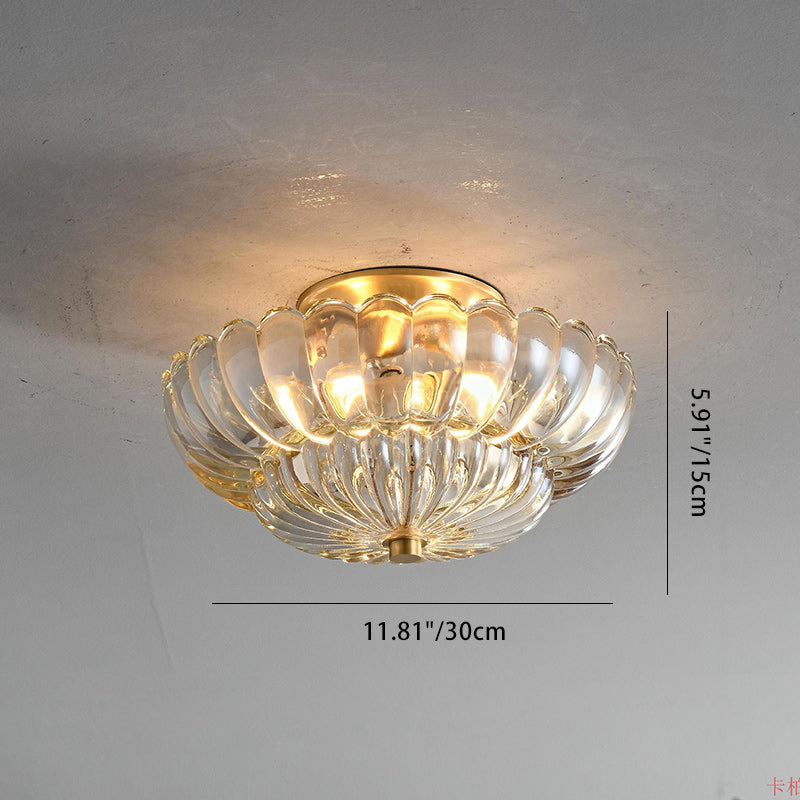 Modern Luxury Dome Glass 3-Light Semi-Flush Mount Ceiling Light for Hallway