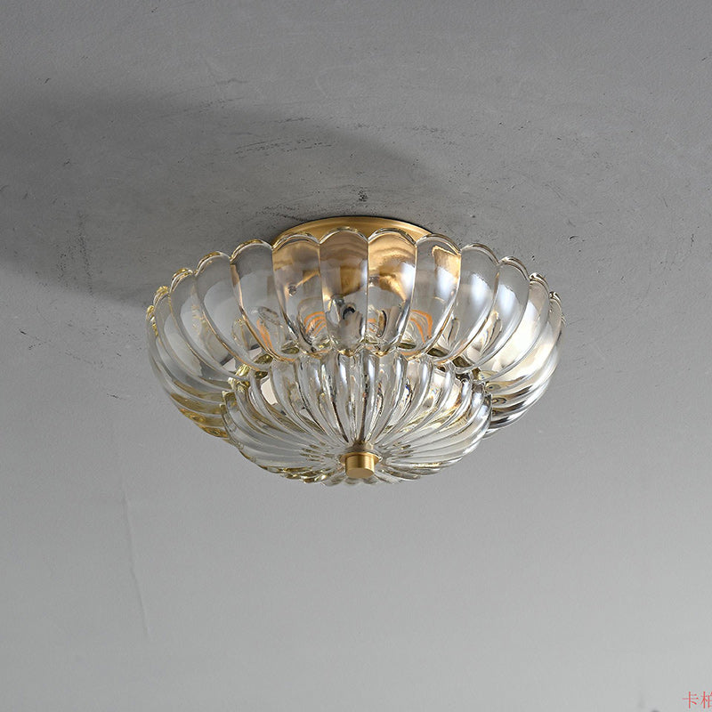 Modern Luxury Dome Glass 3-Light Semi-Flush Mount Ceiling Light for Hallway