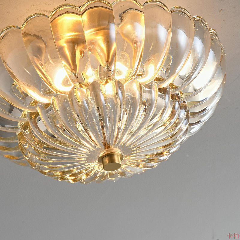 Modern Luxury Dome Glass 3-Light Semi-Flush Mount Ceiling Light for Hallway