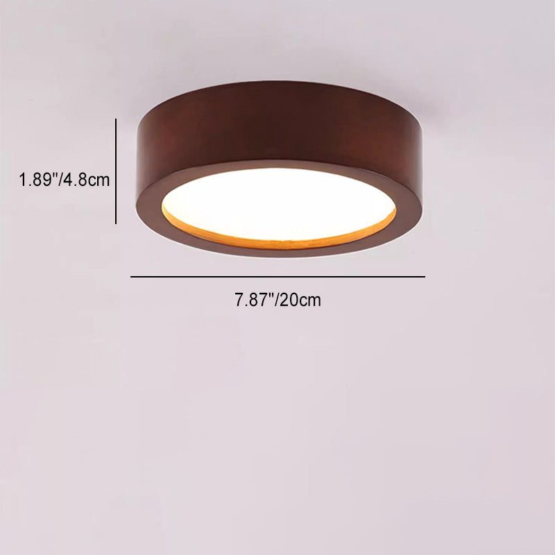 Modern Minimalist Round Wood Acrylic LED Ceiling Light Hallway Fixture