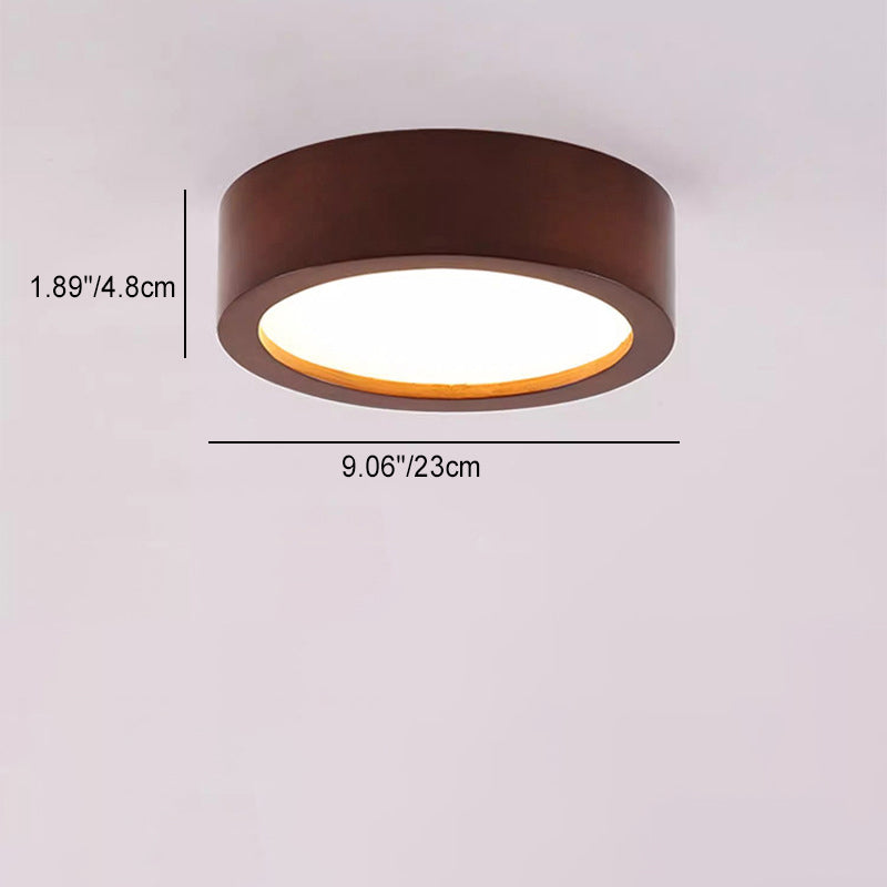 Modern Minimalist Round Wood Acrylic LED Ceiling Light Hallway Fixture
