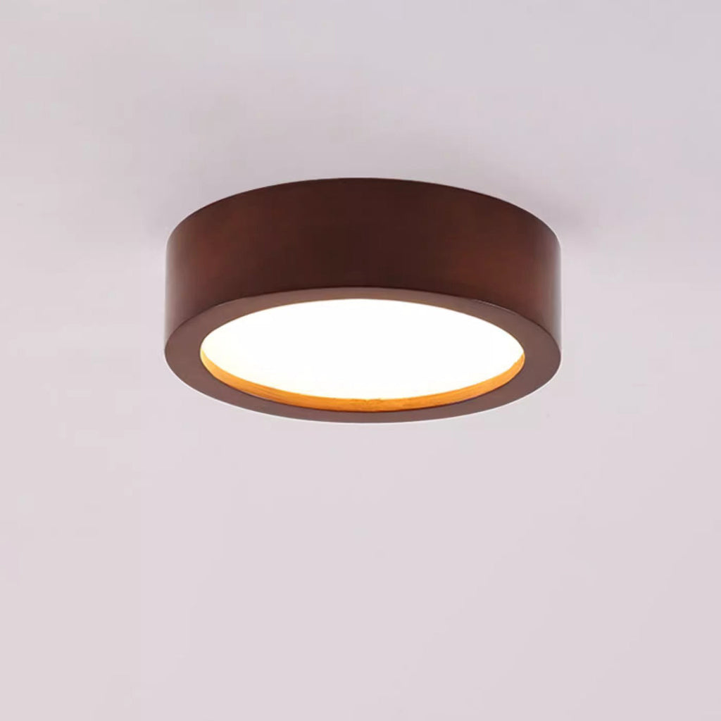 Modern Minimalist Round Wood Acrylic LED Ceiling Light Hallway Fixture