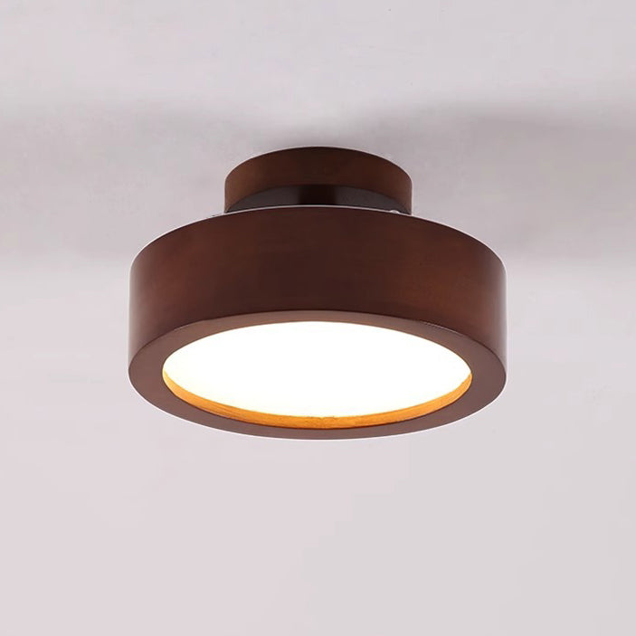 Modern Minimalist Round Wood Acrylic LED Ceiling Light Hallway Fixture