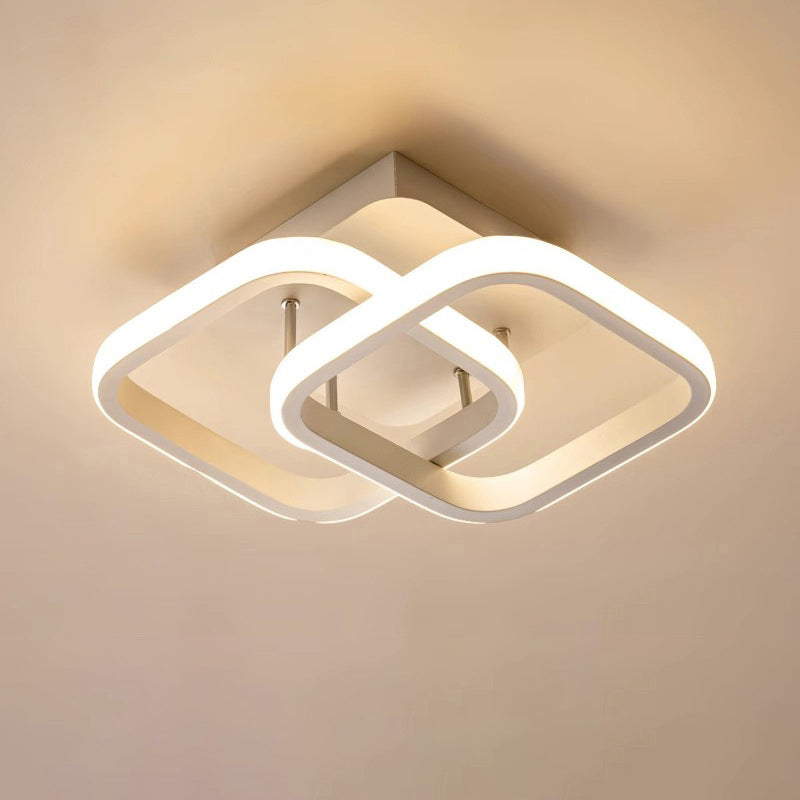 Modern Minimalist Double Circle LED Semi-Flush Mount Ceiling Light for Hallway
