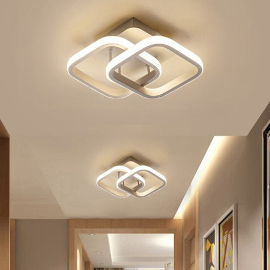 Modern Minimalist Double Circle LED Semi-Flush Mount Ceiling Light for Hallway