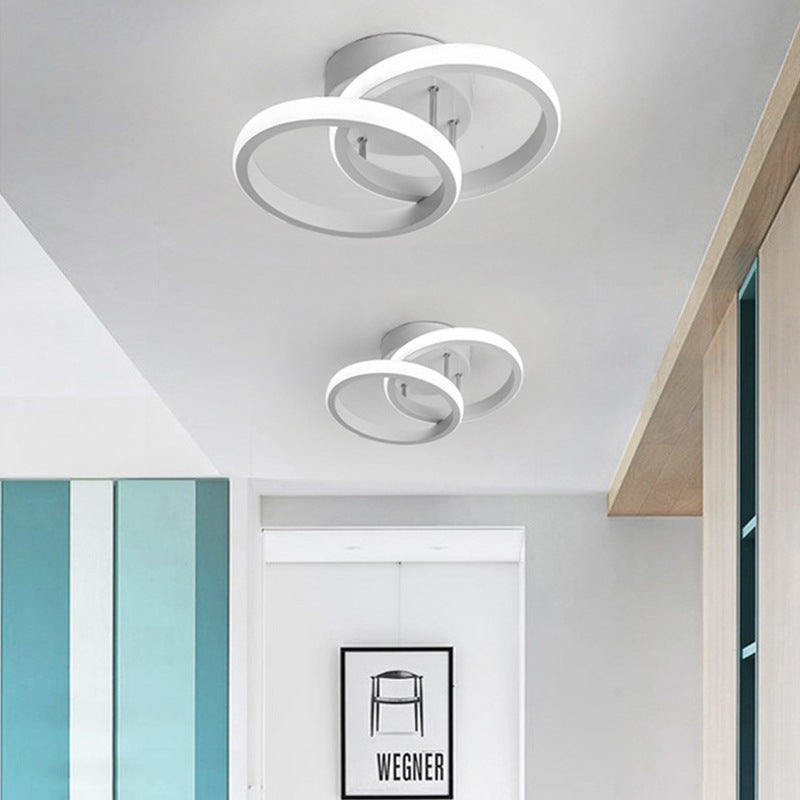 Modern Minimalist Double Circle LED Semi-Flush Mount Ceiling Light for Hallway