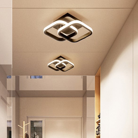 Modern Minimalist Double Circle LED Semi-Flush Mount Ceiling Light for Hallway