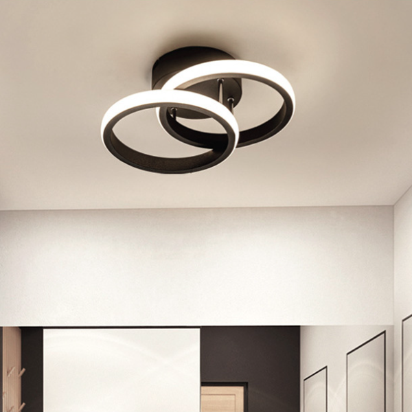 Modern Minimalist Double Circle LED Semi-Flush Mount Ceiling Light for Hallway