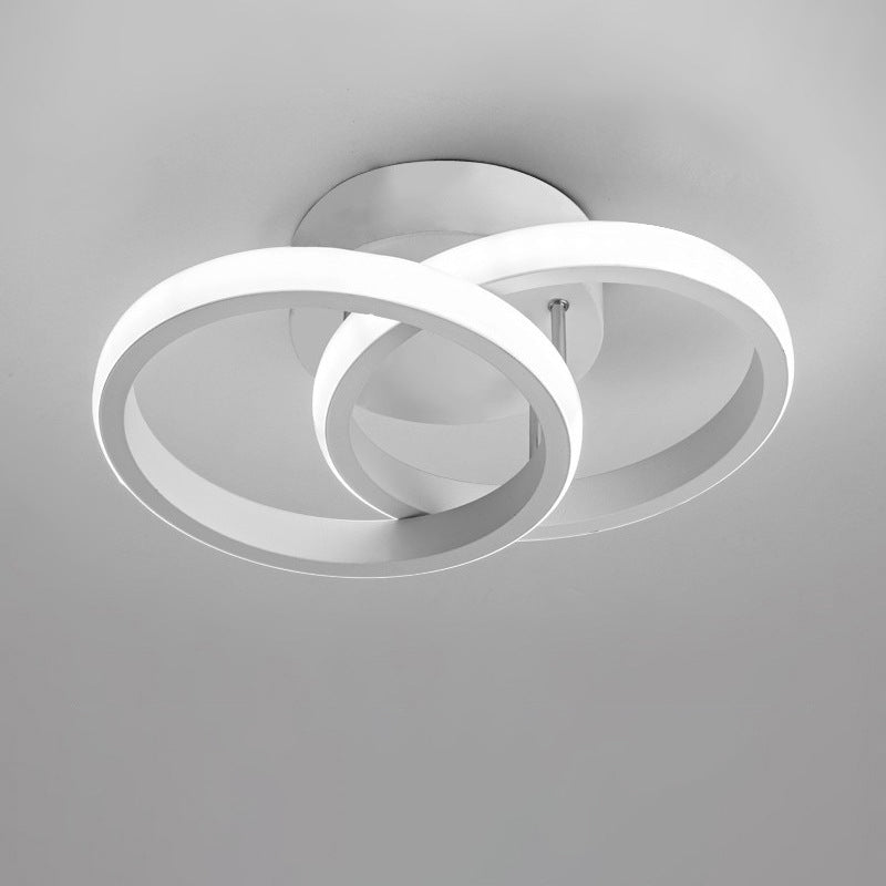 Modern Minimalist Double Circle LED Semi-Flush Mount Ceiling Light for Hallway