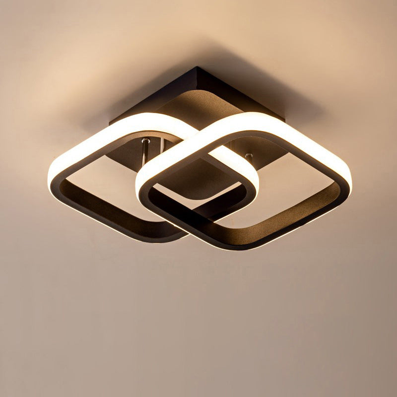Modern Minimalist Double Circle LED Semi-Flush Mount Ceiling Light for Hallway