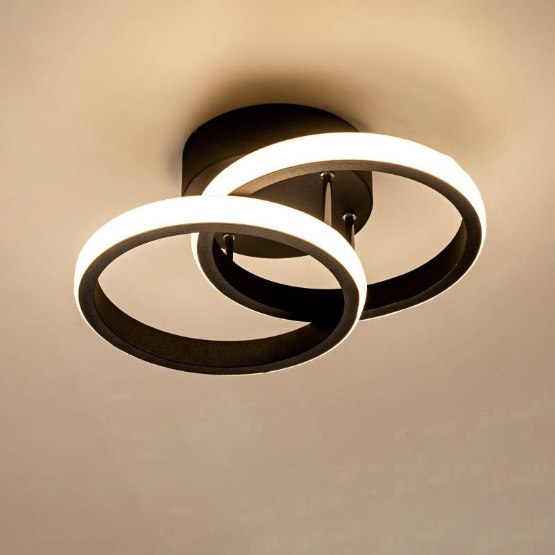Modern Minimalist Double Circle LED Semi-Flush Mount Ceiling Light for Hallway