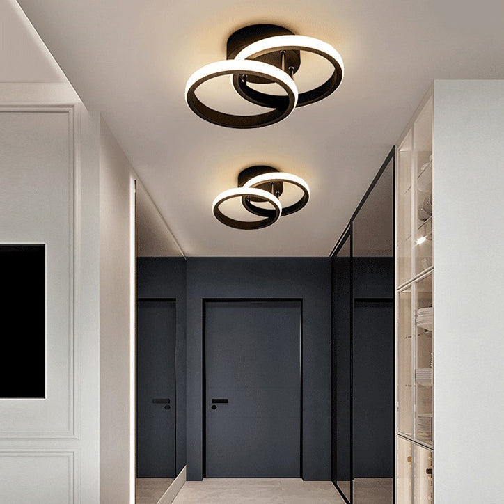 Modern Minimalist Double Circle LED Semi-Flush Mount Ceiling Light for Hallway