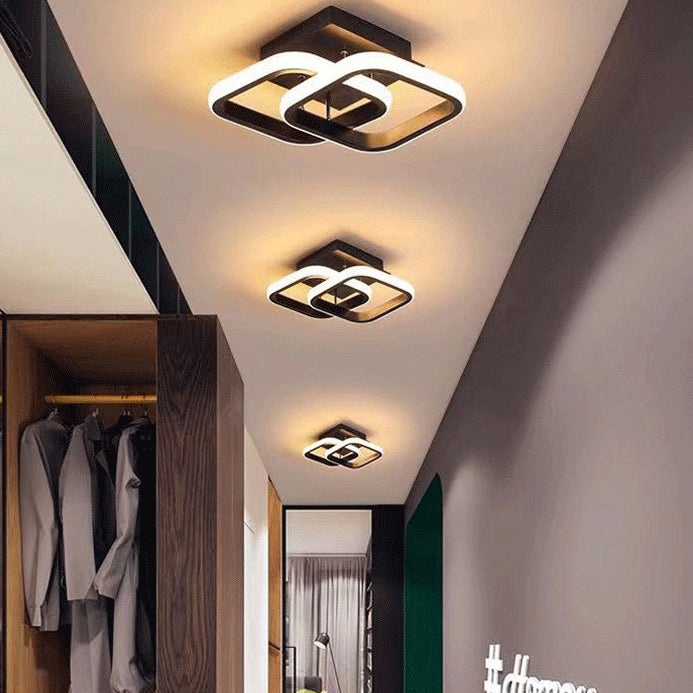 Modern Minimalist Double Circle LED Semi-Flush Mount Ceiling Light for Hallway