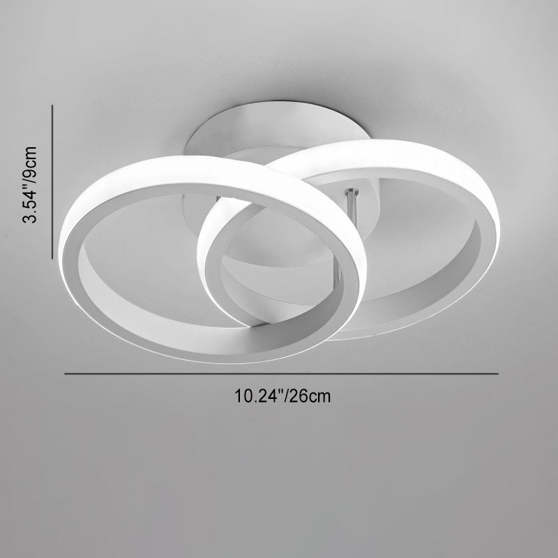 Modern Minimalist Double Circle LED Semi-Flush Mount Ceiling Light for Hallway