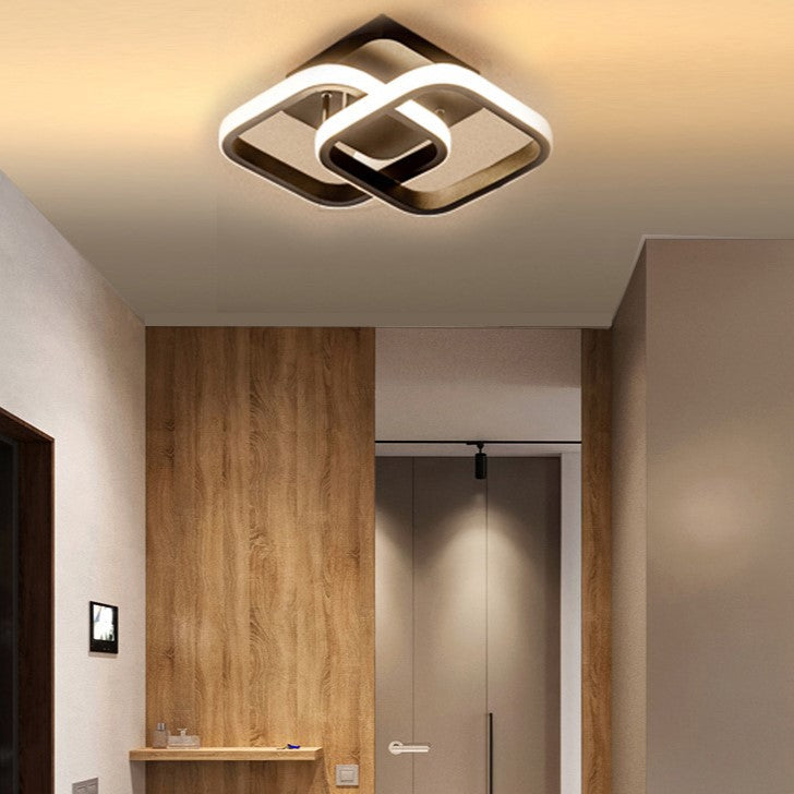Modern Minimalist Double Circle LED Semi-Flush Mount Ceiling Light for Hallway
