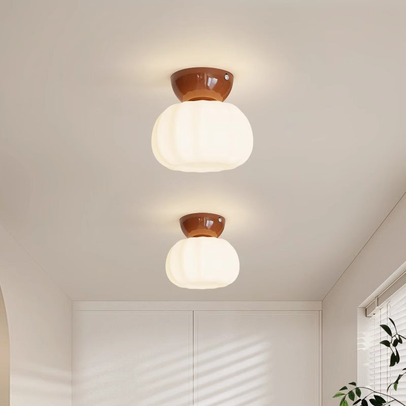 Modern Minimalist Pumpkin Cotton Shape Flush Mount Ceiling Light for Hallway