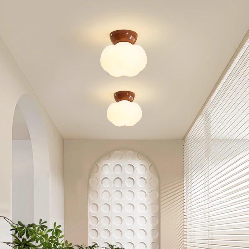 Modern Minimalist Pumpkin Cotton Shape Flush Mount Ceiling Light for Hallway