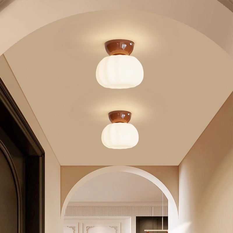 Modern Minimalist Pumpkin Cotton Shape Flush Mount Ceiling Light for Hallway