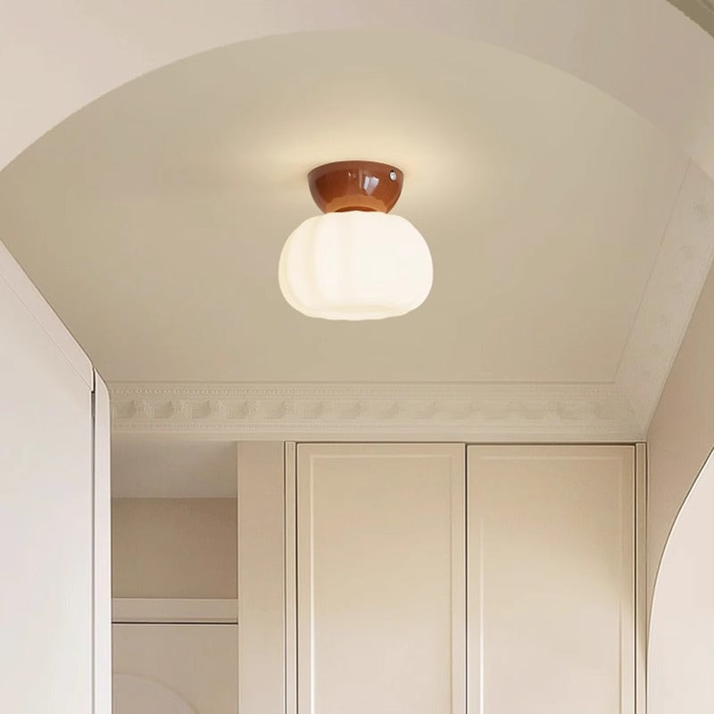 Modern Minimalist Pumpkin Cotton Shape Flush Mount Ceiling Light for Hallway