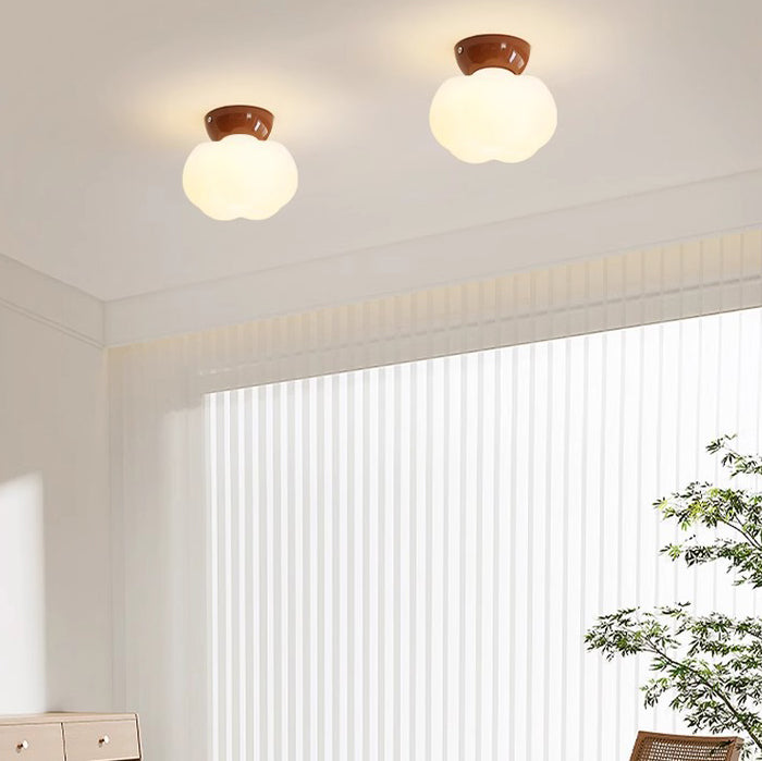 Modern Minimalist Pumpkin Cotton Shape Flush Mount Ceiling Light for Hallway