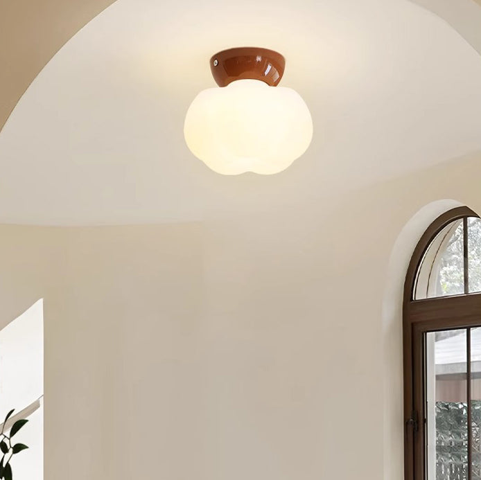 Modern Minimalist Pumpkin Cotton Shape Flush Mount Ceiling Light for Hallway