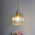 Vintage Brass Glass Pendant Light - 1-Light Fixture for Living Room