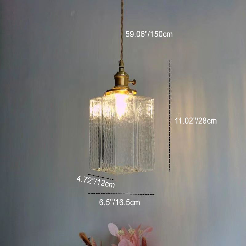 Vintage Brass Glass Pendant Light - 1-Light Fixture for Living Room