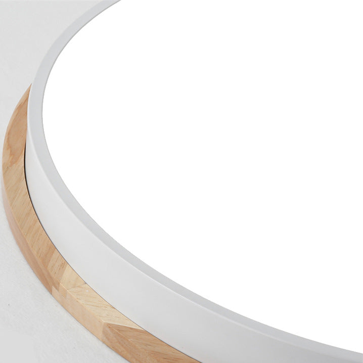 Contemporary Nordic LED Flush Mount Ceiling Light with Wood Iron Frame and Acrylic Shade for Bedroom
