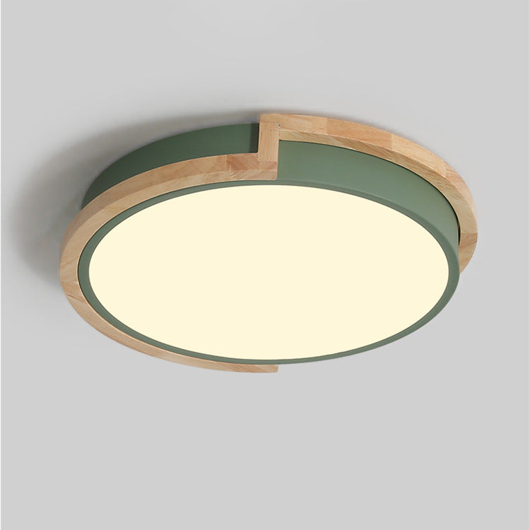 Contemporary Nordic LED Flush Mount Ceiling Light with Wood Iron Frame and Acrylic Shade for Bedroom