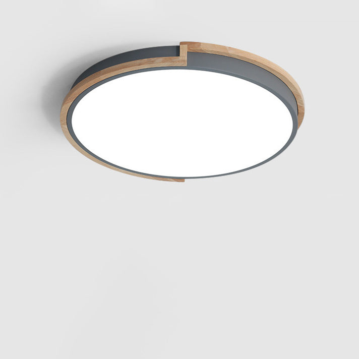 Contemporary Nordic LED Flush Mount Ceiling Light with Wood Iron Frame and Acrylic Shade for Bedroom
