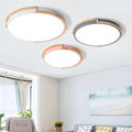 Contemporary Nordic LED Flush Mount Ceiling Light with Wood Iron Frame and Acrylic Shade for Bedroom