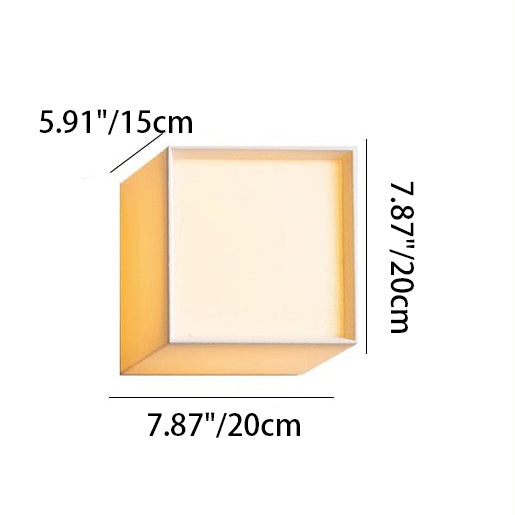 Traditional Japanese Square Fabric Shade LED Wall Sconce for Living Room