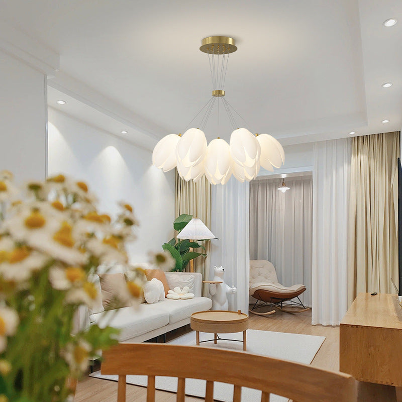 Contemporary Tulip Light Chandelier - Iron PE 7/13 for Living Room Elegance